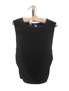 NWOT Black Ribbed Ruched Side Sleeveless Top - Classic Women's Tank, Size XL